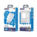 Jellico EU01 2.4A 12W 1xUSB Wall Charger+Cable USB-C White