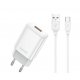 Jellico EU01 2.4A 12W 1xUSB Wall Charger+Cable USB-C White