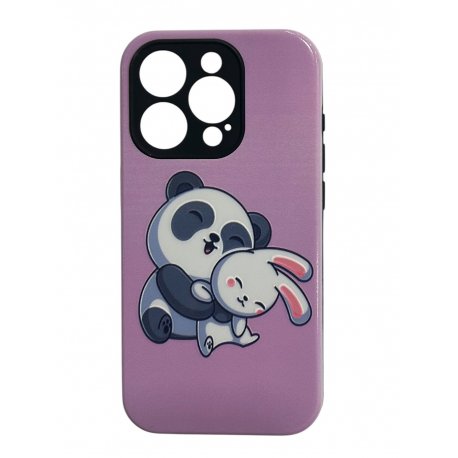 IPhone 15 Pro Panda Case Full Camera Protection Purple