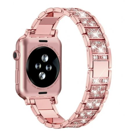 Apple Watch Glitter Metal Strap with Bling Diamond 42/44/45/49MM Pink