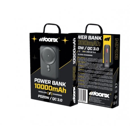 MOONX MP03 Magnetic Power Bank 10000mAh 22.5W PD 20W 1xUSB-C + 1xUSB Black