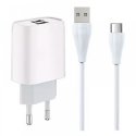 MBaccess Wall Charger Dual USB 2.1A Set With Type C Cable White