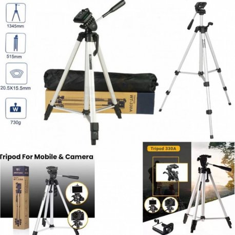 MBaccess Tripod 330A Universal 360° Tripod For Phone And Camera With Telescopic Adjustment And Bag
