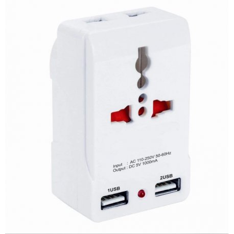 Alete Multi-Plug Power Travel Adapter 2 USB