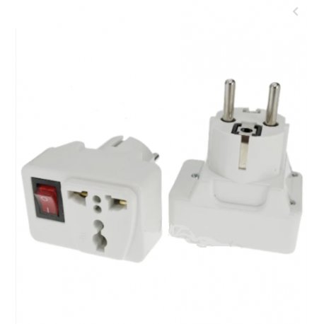MBaccess Multi-Plug Power Travel Adapter 2 USB With On/Off Switch