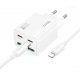 Hoco N56 Phone Wall Charger+USB C To Lightning Cable (2xUSB C+2xUSB) PD 3A 30W White
