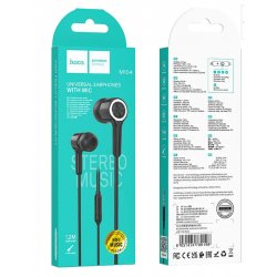 Hoco M104 Earphones With Microphone 3.5mm Jack Black