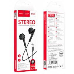 Hoco M93 Wired Earphones Type-C With Mic Black