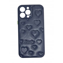 IPhone 13 Pro Max Leather Heart Case Blue