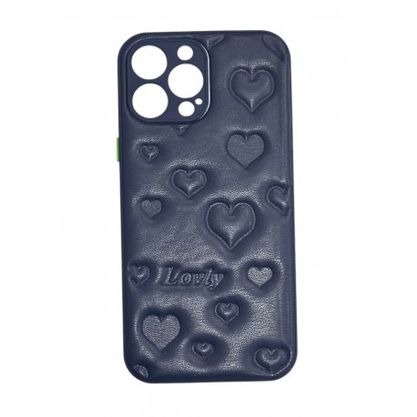 IPhone 13 Pro Max Leather Heart Case Blue