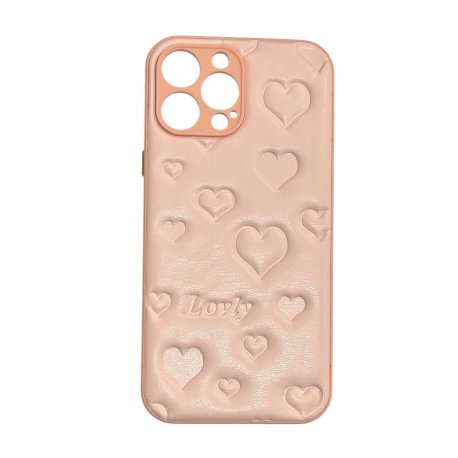 IPhone 13 Pro Max Leather Heart Case Pink