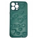 IPhone 13 Pro Max Leather Heart Case Dark Green