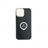 IPhone 13 Pro Max Silicone Case With Ring Full Camera Protection Black White