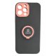 IPhone 13 Pro Max Silicone Case With Ring Full Camera Protection Black Pink