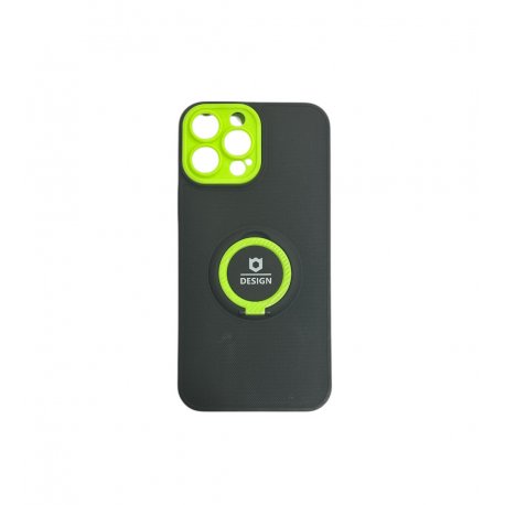 IPhone 13 Pro Max Silicone Case With Ring Full Camera Protection Black Green