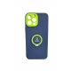 IPhone 13 Pro Max Silicone Case With Ring Full Camera Protection Blue Green