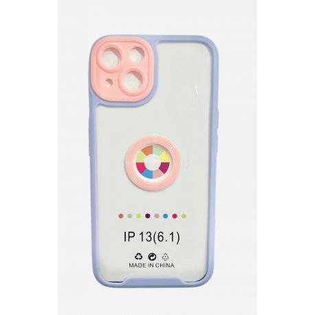 IPhone 13 Chrome Hole Clear Silicone Case Full Camera Protection Lila