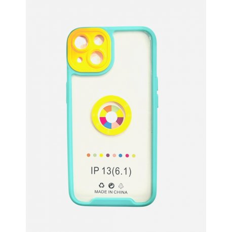 IPhone 13 Chrome Hole Clear Silicone Case Full Camera Protection Green
