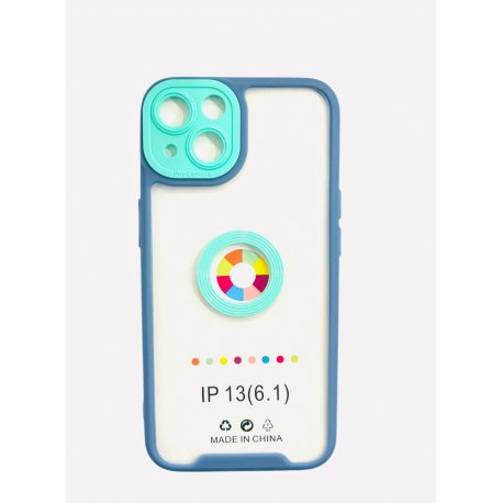 IPhone 13 Chrome Hole Clear Silicone Case Full Camera Protection Blue