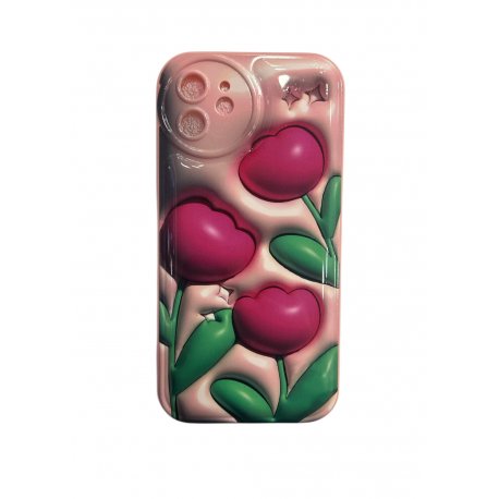 IPhone 12 Silicone Case Flowers Pink