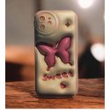 IPhone 12 Silicone Case Butterfly Pink