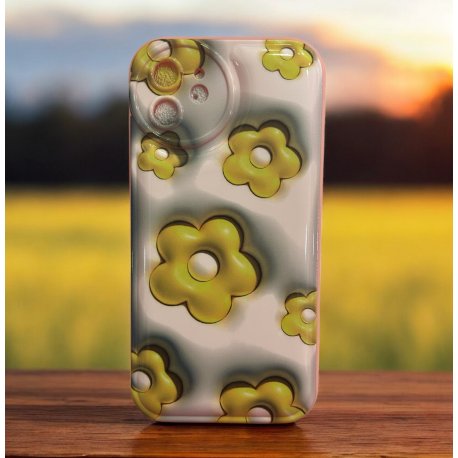 IPhone 12 Silicone Case Flowers Yellow