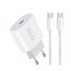 WUW T79 20W PD Wall Charger Type C+Cable Type C To Type C White