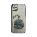 IPhone 15 Plus Glitter Swan Luxury Case Black
