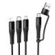 Hoco X123 Cable 3in1 USB C/USB A To Lightning+USB C+Micro USB 1m Black