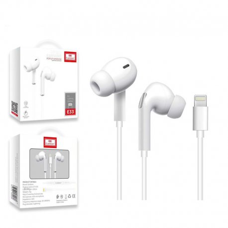 Jellico Wired Earphones EP3A Lightning with Microphone 1.2M White