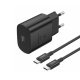 Foneng EU51 Wall Charger GaN PD 25W 1xUSB-C+Cable USB-C-USB-C Black