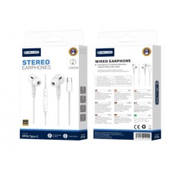 Jellico EP3A Wired Earphones USB-C With Microphone 1.2M White