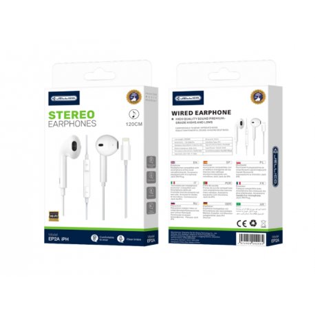 Jellico EP2A Wired Earphones Lightning With Microphone 1.2M White