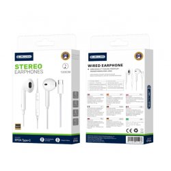 Jellico EP2A Wired Earphones USB-C With Microphone 1.2M White