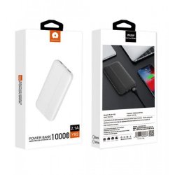 WUW Y93 Slim Power Bank 2.1A MICRO+USB-C+2USB Outputs 10,000mah White