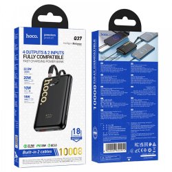 Hoco Q37 Graceful Magnetic Power Bank 10000mAh PD22.5W with Type-C/Lightning Built-in Cables