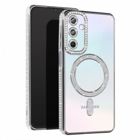 Samsung Galaxy A57 5G Glitter Case Full Camera Protection With MagSafe Silver