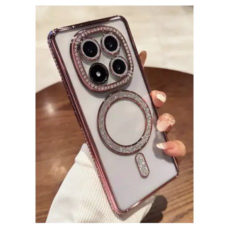 Xiaomi Redmi Note 14 Pro 5G/Pro Plus Glitter Case Full Camera Protection With MagSafe RoseGold