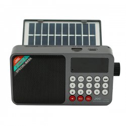 JOC H6108-REC-S Solar Portable FM Radio with USB, SD Card, and Rechargeable Battery