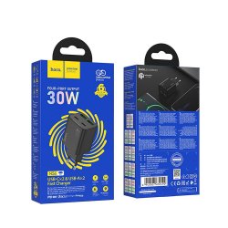 Hoco N56 Phone Charger 2xUSB C+2xUSB A QC3.0 PD 3A 30W Black