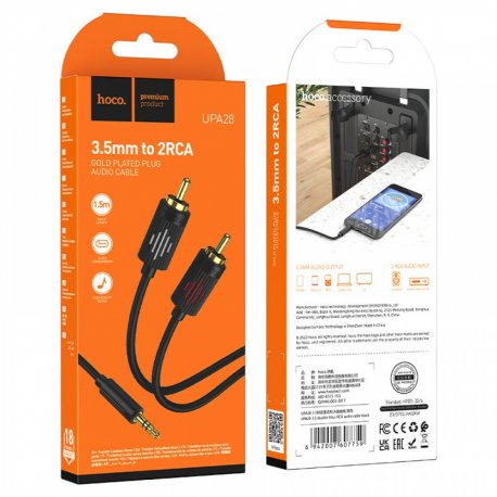 Hoco UPA28 Aux 3.5mm To 2 RCA Black