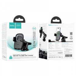 Hoco HW32 Car Holder+Wireless Charging For Dashboard And Glass Black