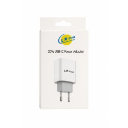 Link★Star PD 20W 2in1 USB-C Adapter With USB-C to Lightning Cable White