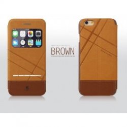 IPhone 6/6S Book Stand Case Cover Leahter With Window Baseus Brown