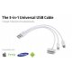 3in1 Micro Mini καλώδιο δεδομένων USB iPhone 4 / 4S / 5 / iPad / HTC / Samsung